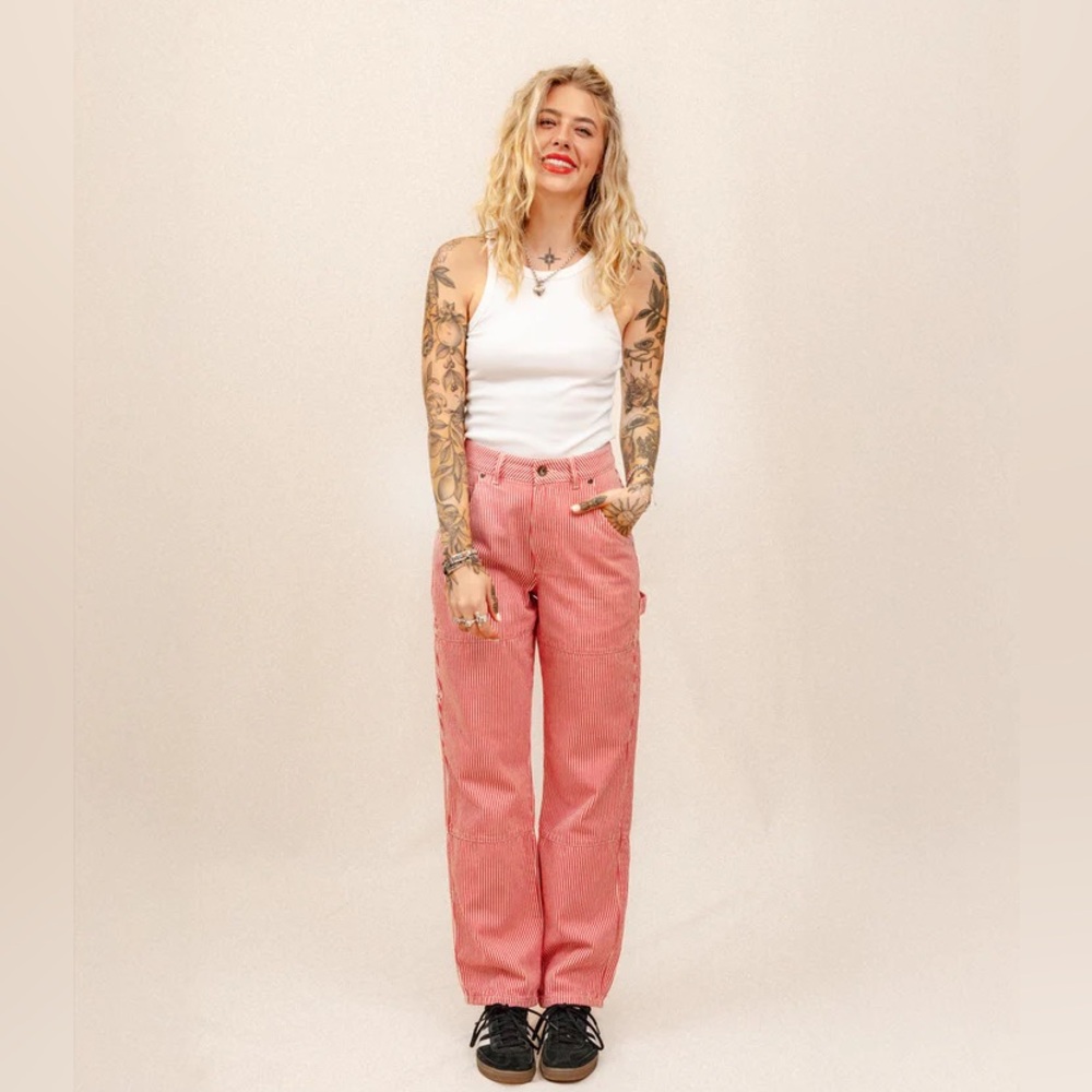 P&Co Railroad Carpenter Pant - Red Hickory Stripe UK8 Short